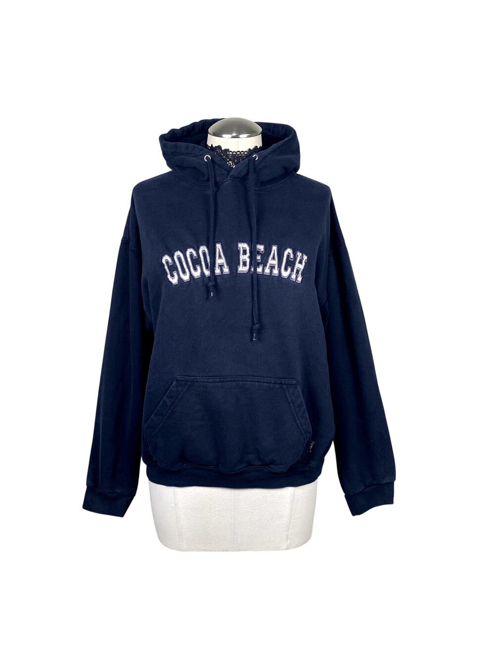 Vtg Y2k Exist Sports Line Cocoa Beach Spellout Embroidered Pullover Hoodie M USA